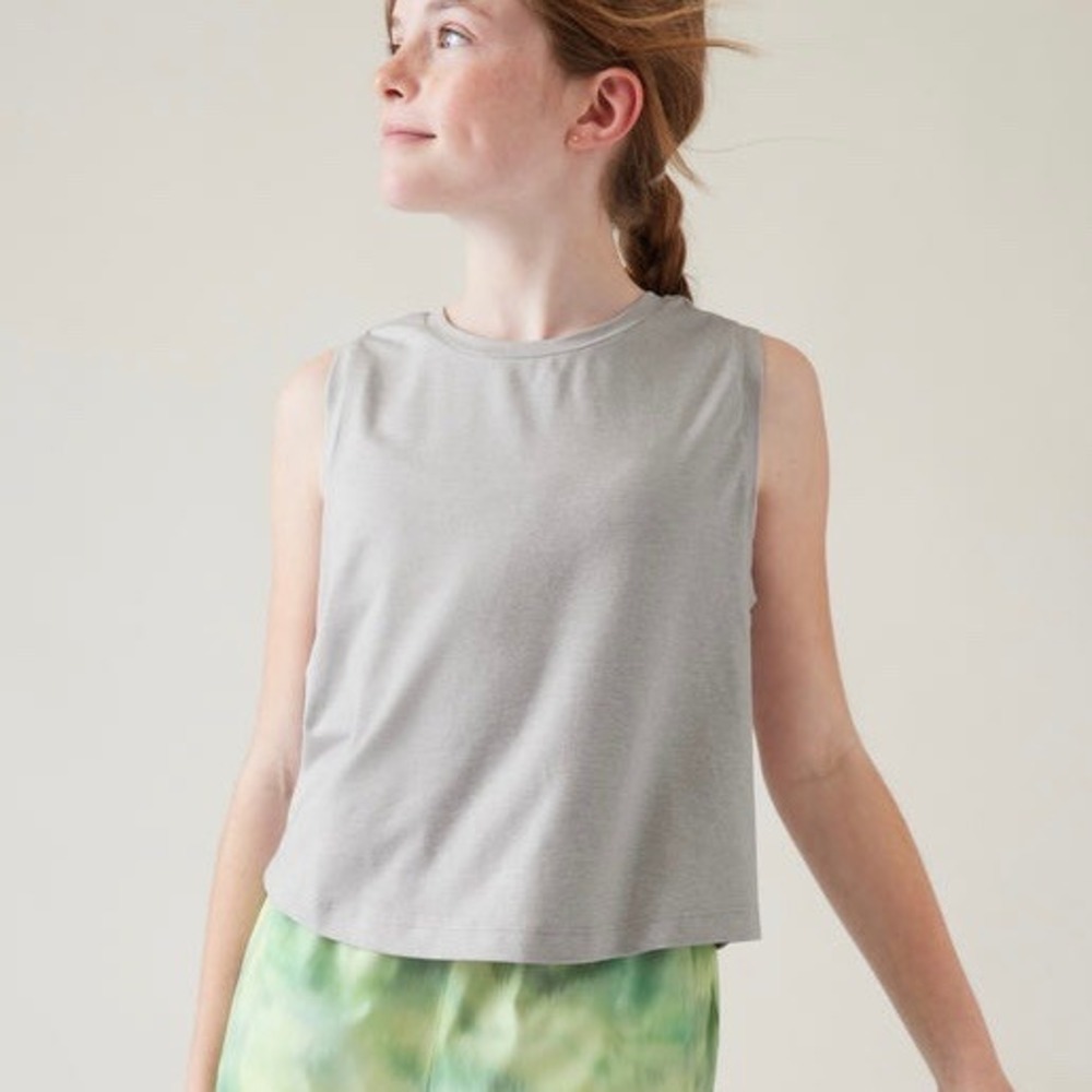 Athleta Girl Uptempo Midi Tank, Grey Heather (Sz M‎ 8-10)